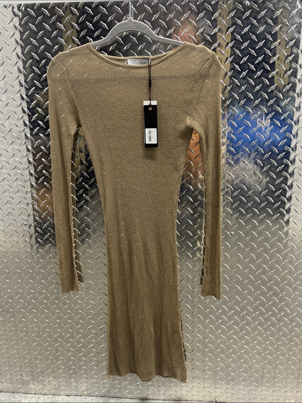 NWT ALL THINGS GOLDEN | Knitted Long Sleeve Dress in Slate S